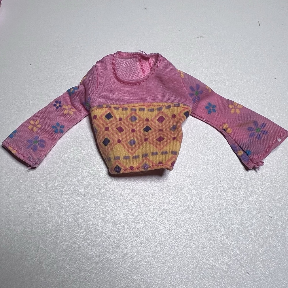 Vtg Mattel Barbie 2001 Krissy Stroll 'n Play pink patterned top